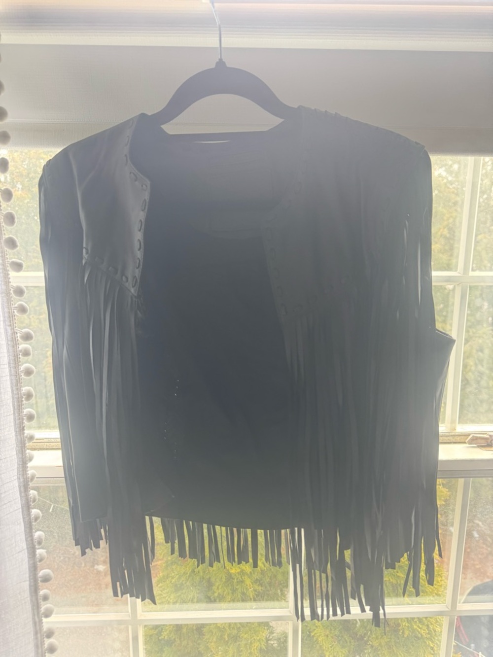 All Saints Black Fringe Sleeveless Vest